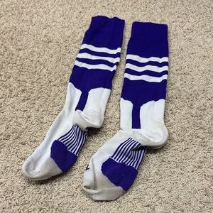 Purple & White baseball stirrup style Socks -  Performance Socks
